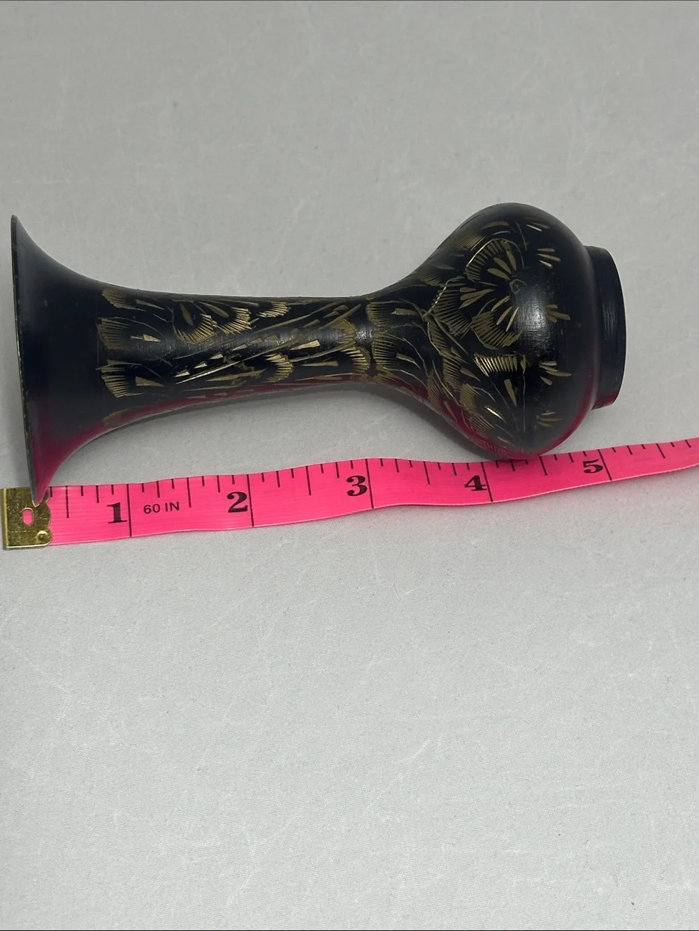 Black and Gold Floral Accent Vase